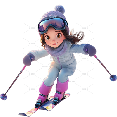 冬天通用皮克斯可爱滑雪人物素材
