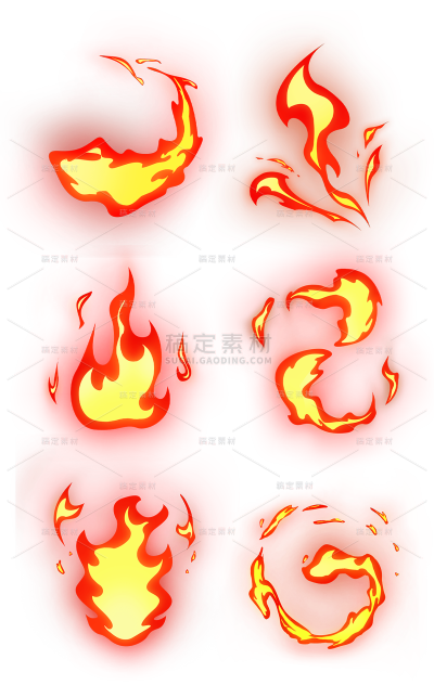 素材组合-卡通感黑暗火焰插画元素贴纸
