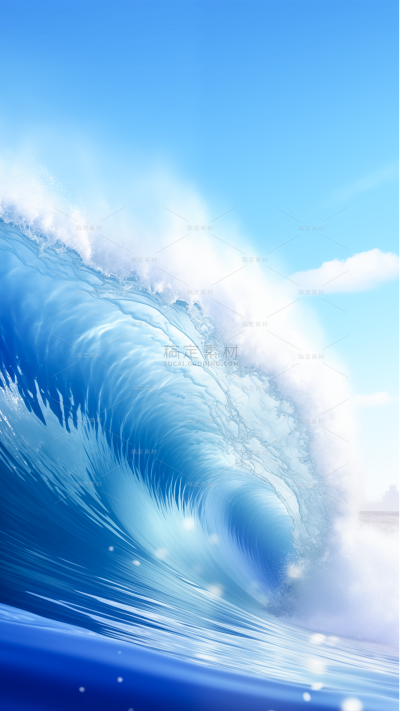 风光系列插画风翻涌的滔天巨浪背景