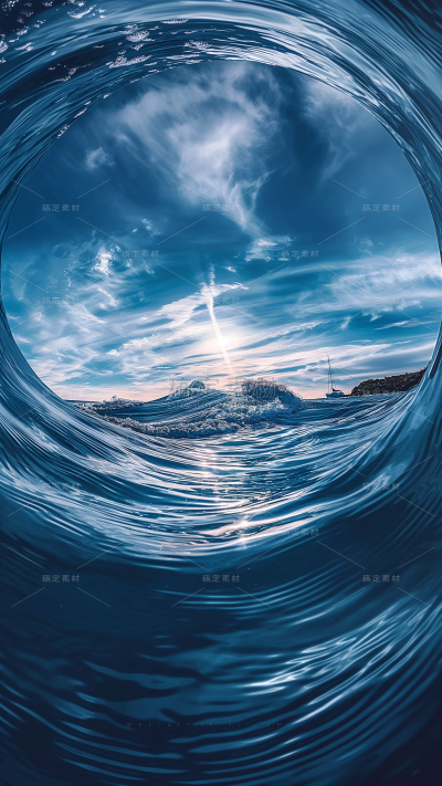 风光系列合成实景环视海水通用背景素材