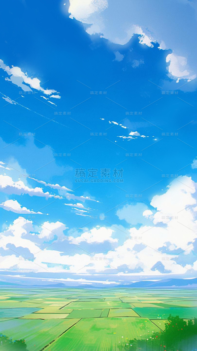 风光通用插画风天空白云背景图片素材
