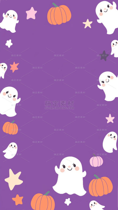 万圣节通用简约幽灵南瓜背景