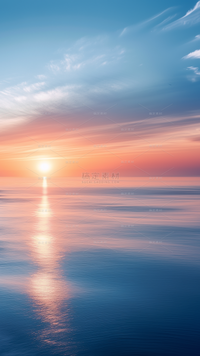风光系列实景感海面柔和日出背景