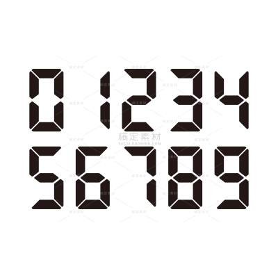 艺术字系列简约风黑白电子阿拉伯数字（td）