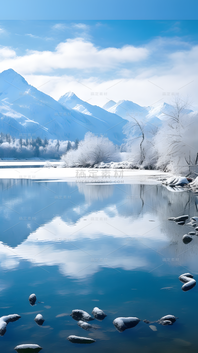 冬天冬季冬日山川雪山风景场景背景