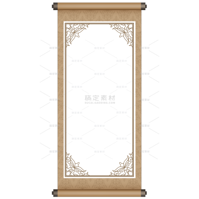 边框系列插画风卷轴边框（td）