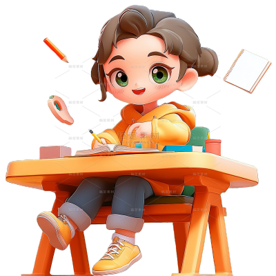 教育系列3D做作业的学生元素