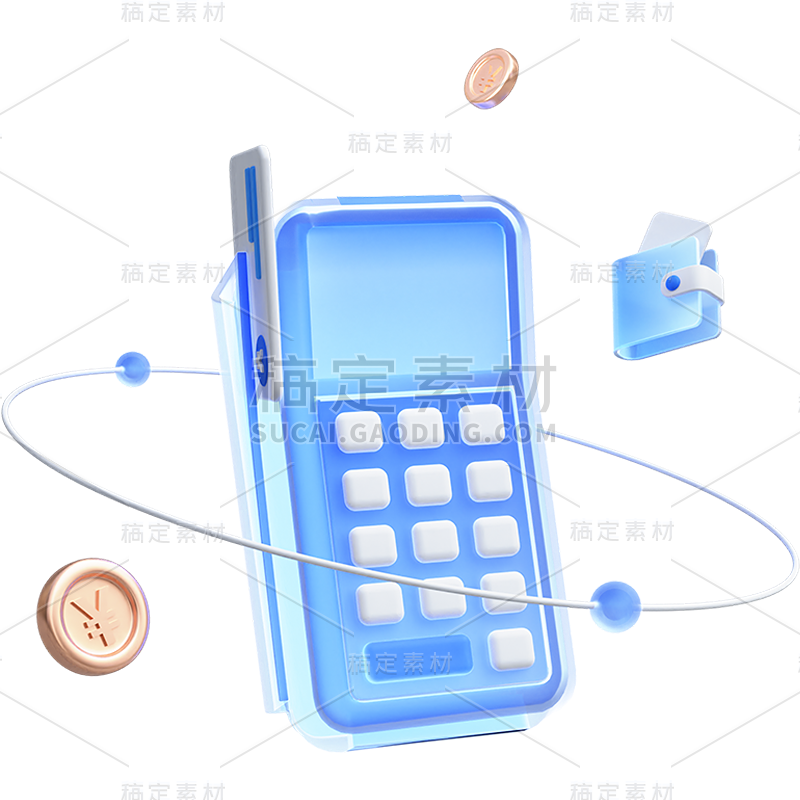 金融商务感3D立体毛玻璃金融元素素材