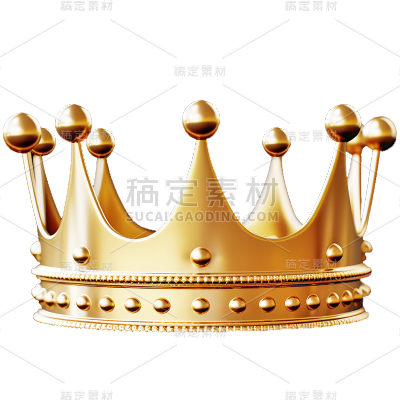 3D立体金属金色皇冠免抠元素
