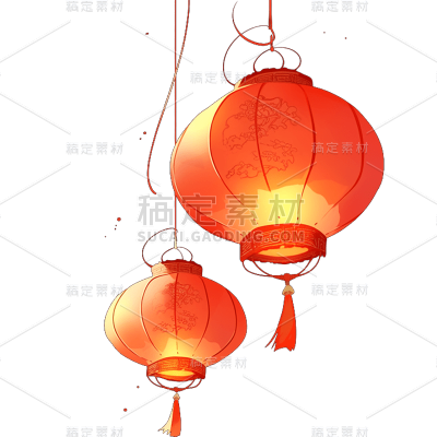 中国风红色灯笼贴纸