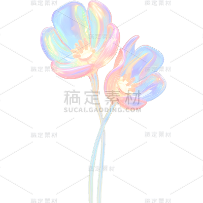 通用玻璃质感立体3D花朵花卉免抠元素