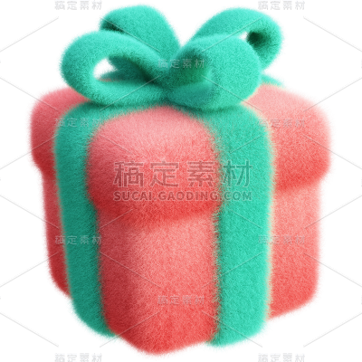 圣诞节平安夜3D立体C4D毛绒毛毡礼盒素材元素