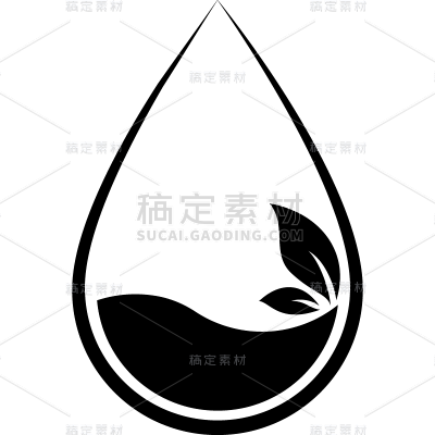 常规系列黑色矢量环保雨滴图标通用元素素材