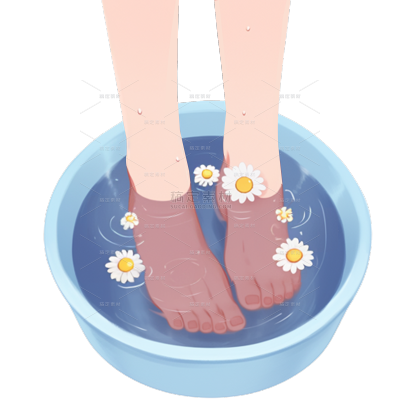 人体部位插画风泡脚特写
