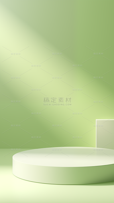 背景通用绿色简约光影感展台背景场景图片素材