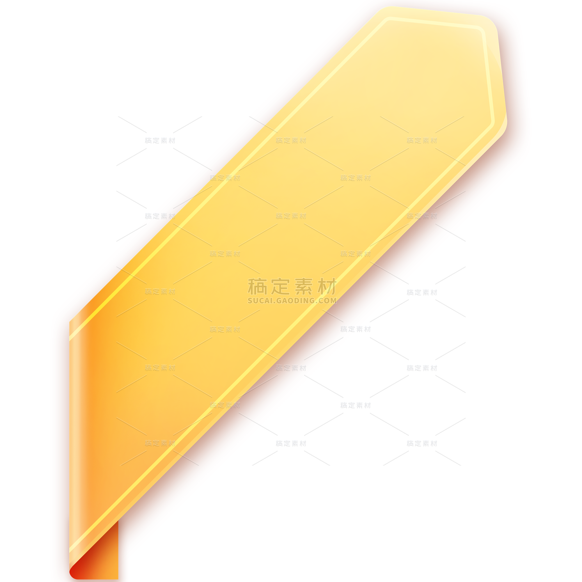 边框系列拟物风光泽感黄色花纹角标元素