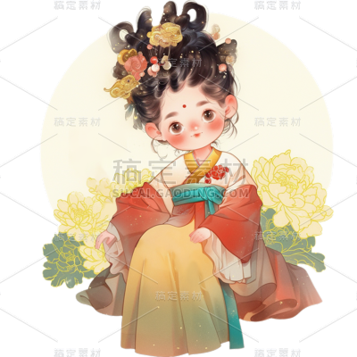 人物系列古风插画可爱美女人物
