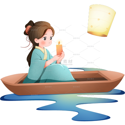 传统中元节纪念河灯祈福