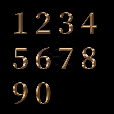 常规内容-艺术字系列金色立体感金属数字组合元素
