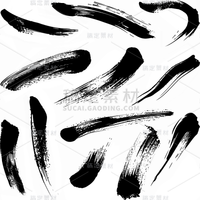 中国风通用黑色书法笔画元素素材
