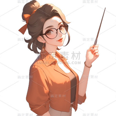 教师节系列动漫单人人物通用元素素材