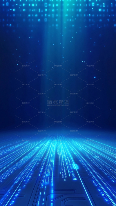 科技风系列蓝色发散光线激光代码圆形光斑背景