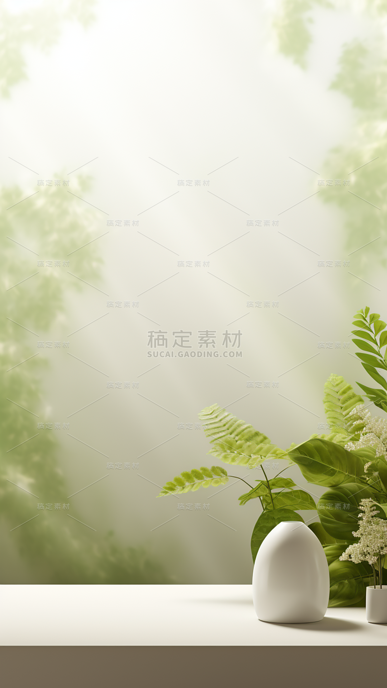 通用电商简约风绿植植物展台静态场景背景