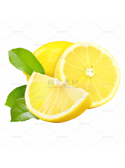 夏季果蔬系列黄色实景柠檬切面通用元素素材
