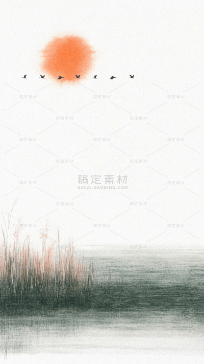 2408TPFJ-10.8 寒露AI-通用（无策划）-肌理感湖面白鹤背景AI套系|通用图片