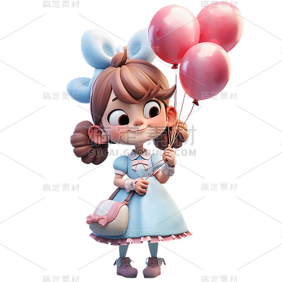 通用3D卡通感可爱小女孩儿童人物贴纸
