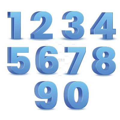 常规内容-艺术字系列蓝色3D立体数字0-9元素组合