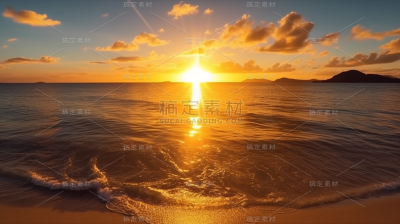 夕阳海浪风景图片