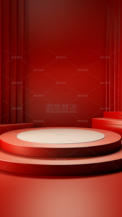 3D立体三维空间红色背景