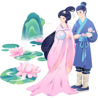 中国风七夕情人节浪漫喜鹊古风贴纸