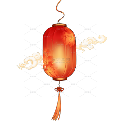 元宵节国风扁平灯笼祥云组合元素