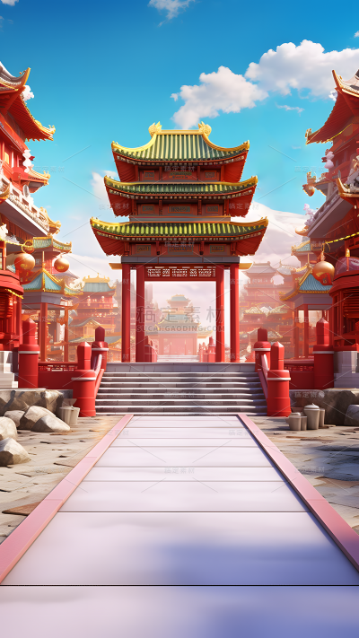 双十一双11电商活动促销中国风中式场景背景