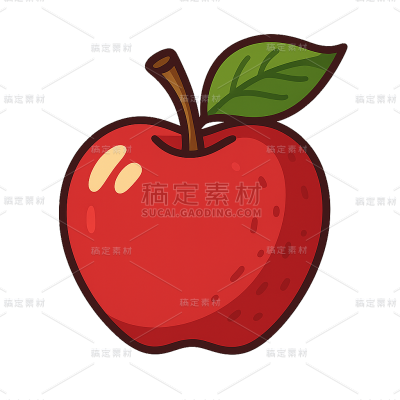 果蔬系列卡通风红苹果（td）