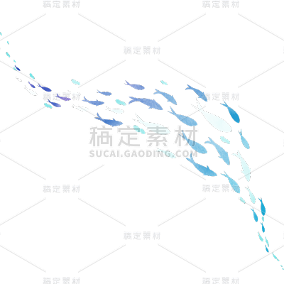 通用肌理插画鱼群贴纸动物系列