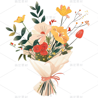 植物通用插画花束元素素材