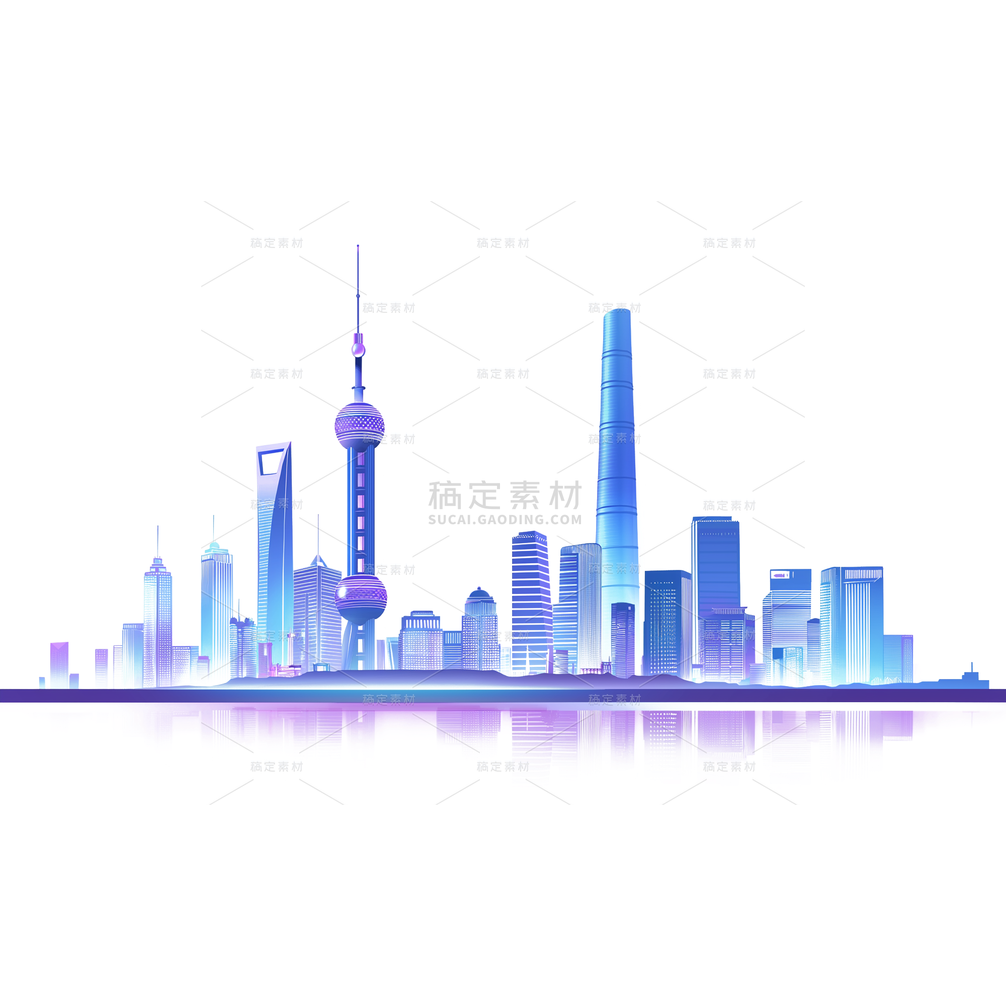 建筑系列通用矢量城市夜景建筑贴纸