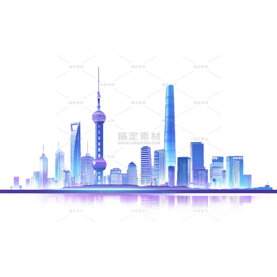 建筑系列通用矢量城市夜景建筑贴纸
