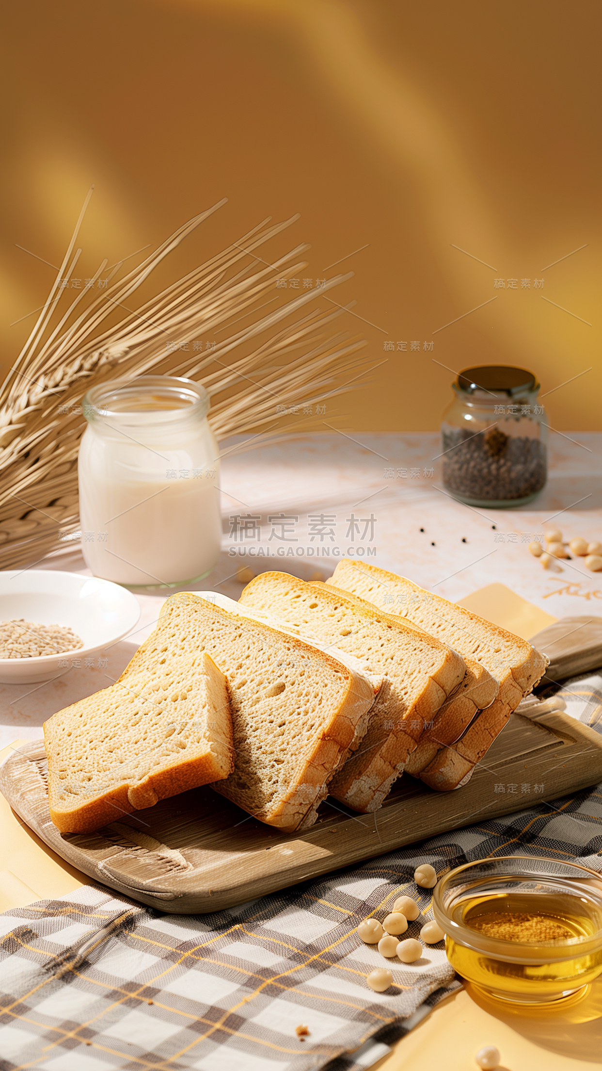 美食写实吐司片放在桌子上