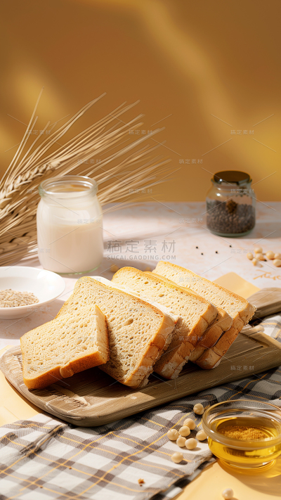 美食写实吐司片放在桌子上