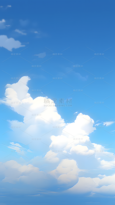 通用简约清新插画天空云朵云层风景背景