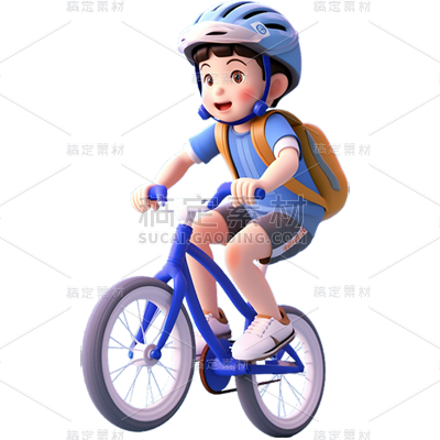 通用3D可爱卡通男孩自行车运动人物贴纸