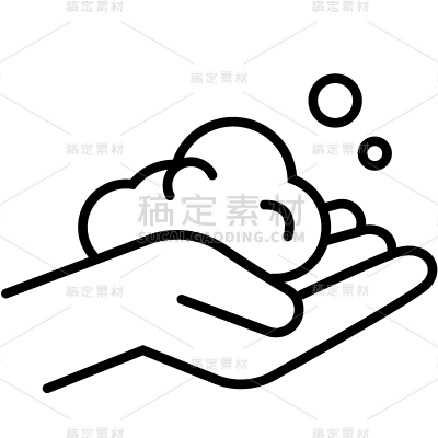 常规单色矢量线条感清洁手势图标贴纸元素素材