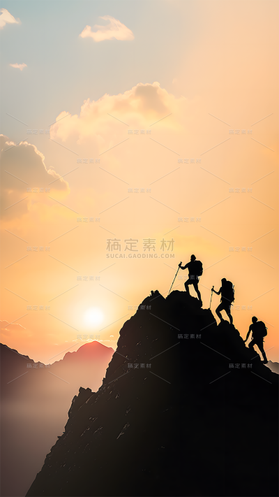 五四青年节通用人物登山背影背景场景图片素材