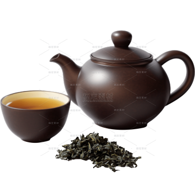 饮品系列写实茶壶+茶叶组合