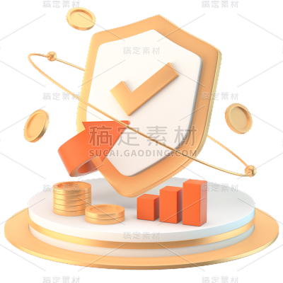 金融理财保险3D立体C4D金币组合元素
