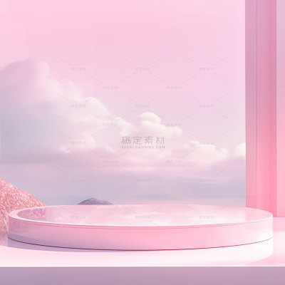 背景系列简约粉色云朵展台